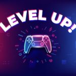 level-up-neon-game-controller-joystick-game-console-blue-background
